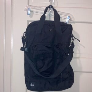 LIKE NEW Stussy Black Messenger Bag with cargo pockets zipper closure